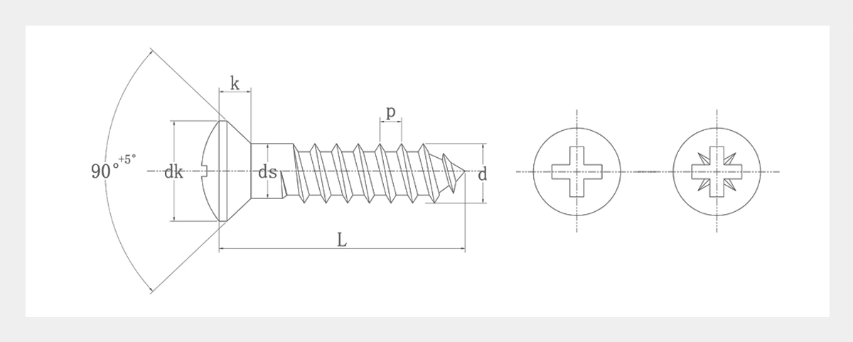 Raised Countersunk Wood Screws 2D